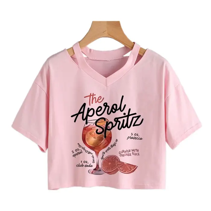 T-shirt court imprimé Aperol Spritz rétro pour femme