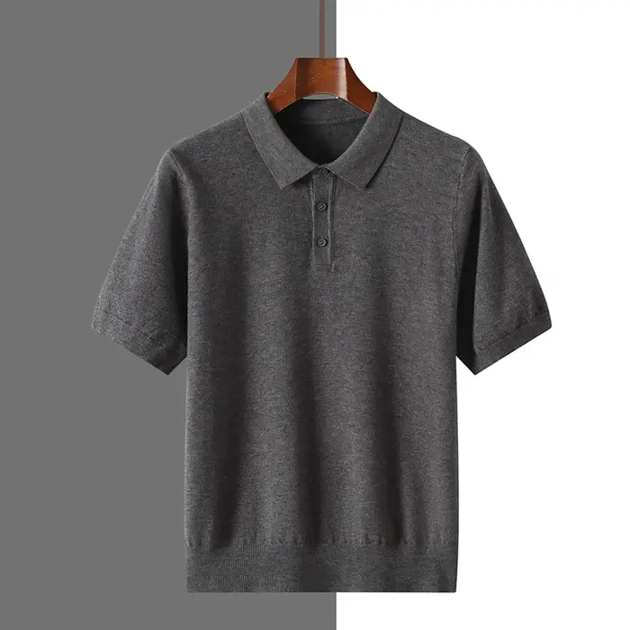 2025 classique col Polo T-Shirt pull hommes tricots laine Lyocell mélange