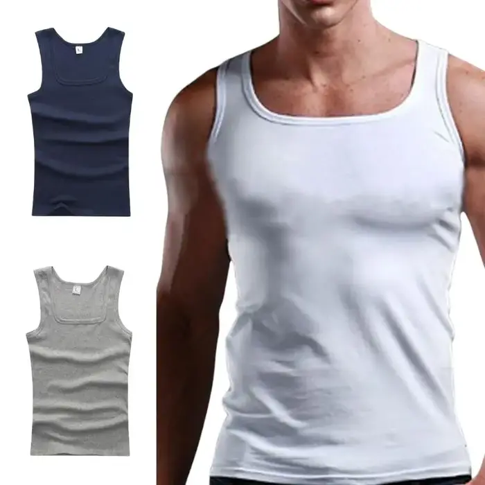 Été solide col carré débardeur coton noir blanc gris femmes hommes grande taille vêtements débardeur