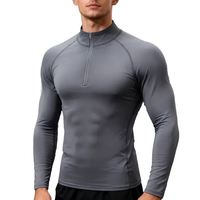 Hommes à manches longues entraînement vêtements de Compression chemises de Fitness mince T-shirt de 