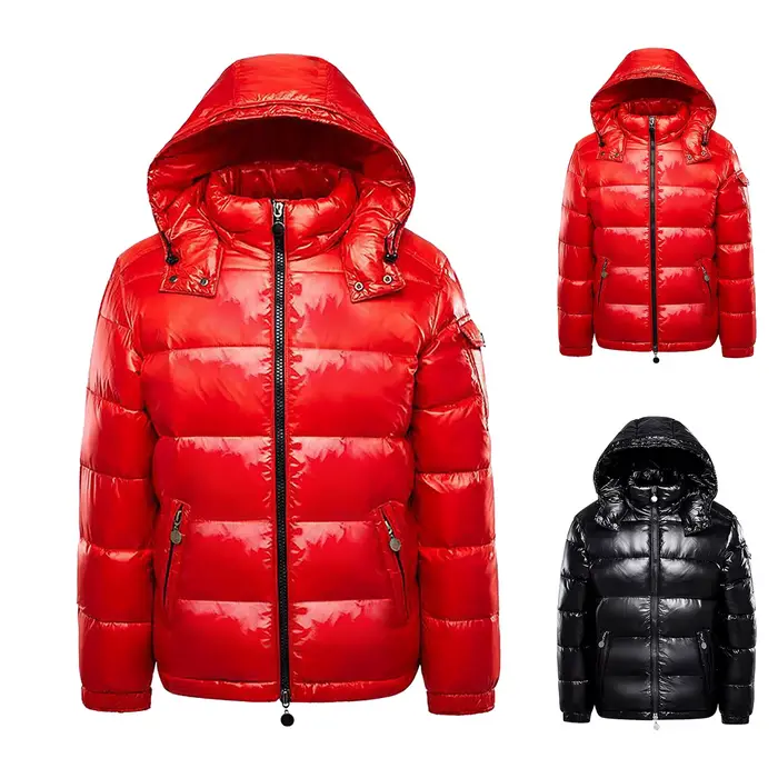 Doudoune homme décontracté noir brillant Couple unisexe à capuche bouffante vêtements d'extérieur hommes léger chaud épaissi pain rembourré manteau