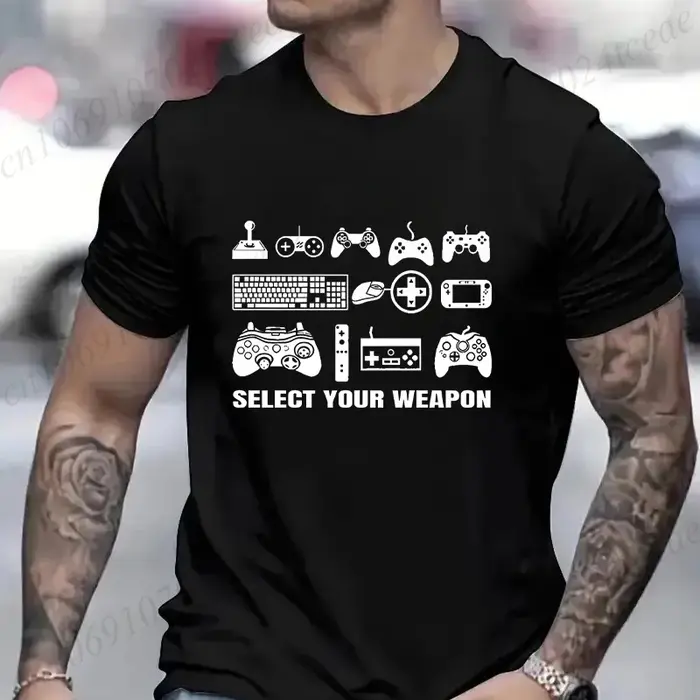 T-shirt pour hommes vêtements mode Gamer t-shirts sélectionner votre arme