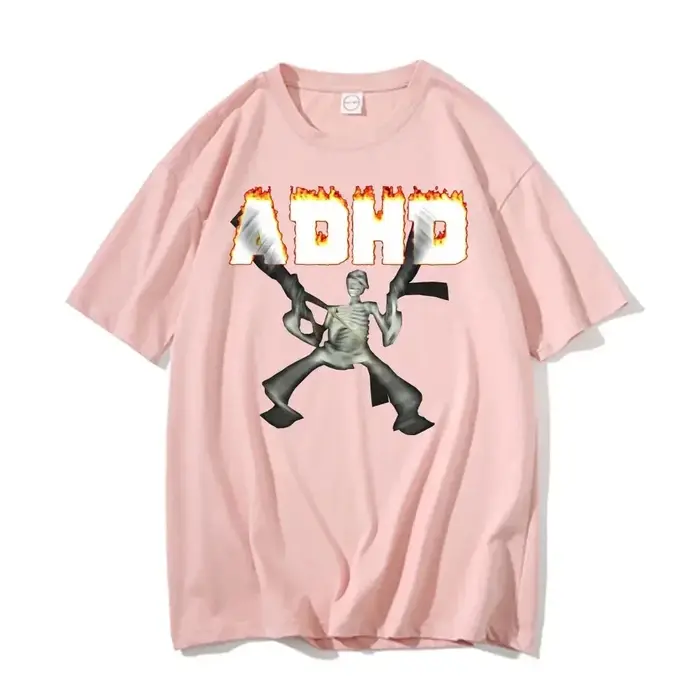 Adhd squelette Meme T-shirts classique Vintage Humor horreur drôle crâne t-shirt hommes femmes décontracté Hip Hop été