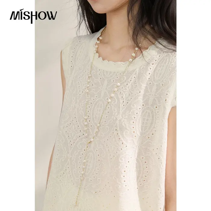 MISHOW – Nouveau débardeur élégant sans manches en dentelle tricotée pour femme