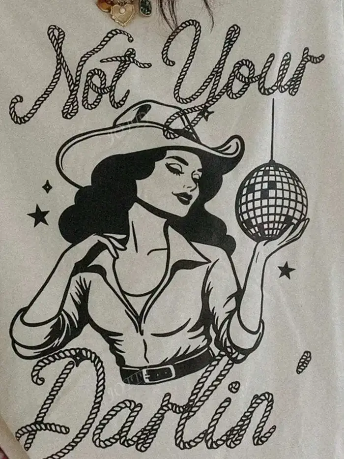 T-Shirt à Manches Courtes et Col Ras du Cou pour Femme