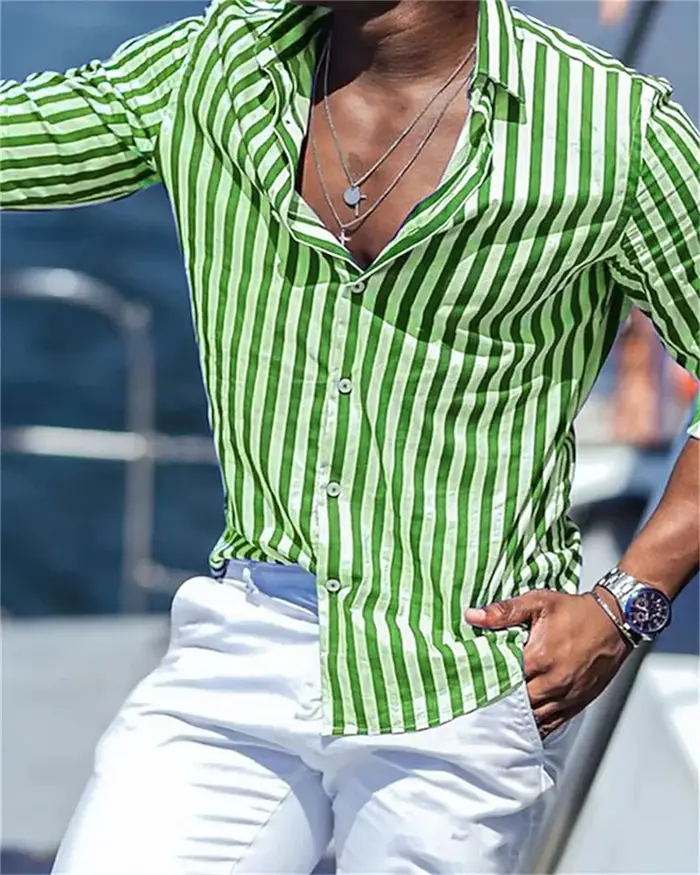 Chemise imprimée à manches longues pour hommes, tenue sociale de luxe, hawaïenne, élégante, classiqu