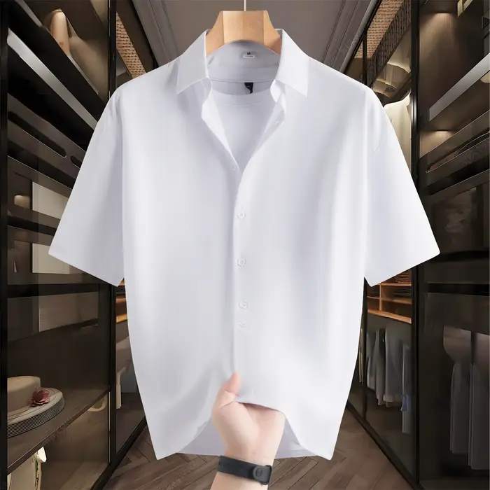 Chemise d'affaires décontractée sans repassage pour hommes