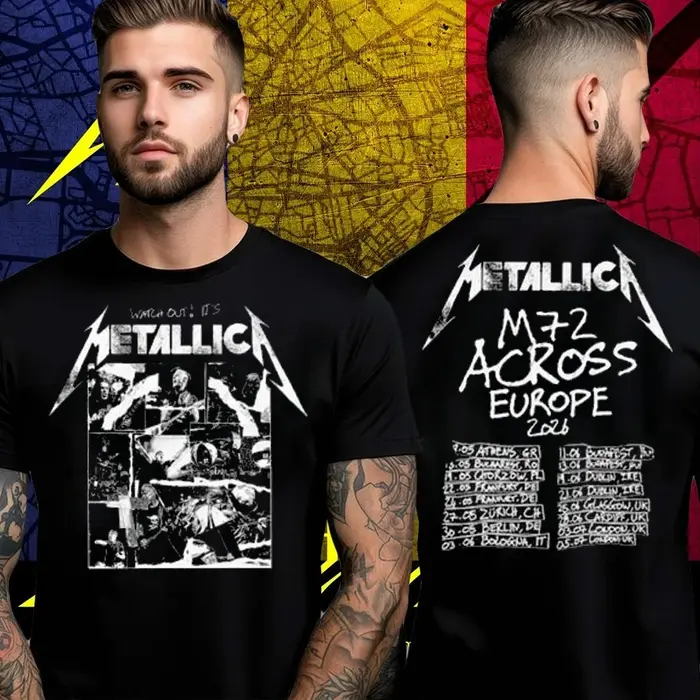 T-shirt graphique en coton Metallica M72 Dublin 2026 72 Seasons Tour Dates Pop Up Merch Band pour hommes et femmes