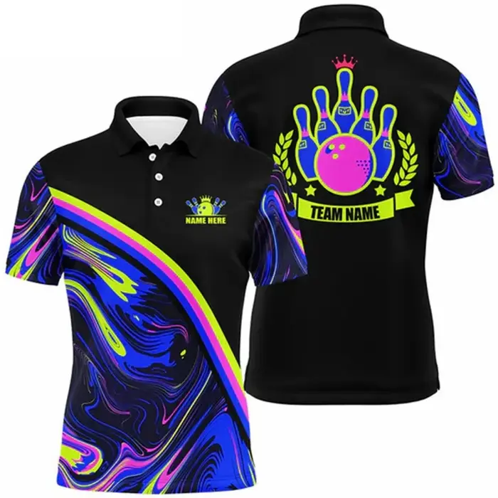 Polo à motif de Bowling coloré pour hommes