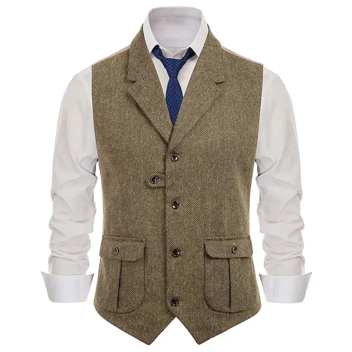 Gilet kaki à chevrons pour hommes