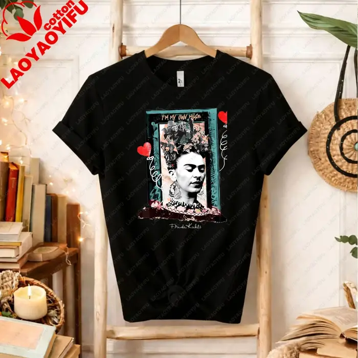 T-shirt Collage « Je suis ma propre muse » Frida Kahlo, artiste mexicaine féministe, t-shirt graphiq