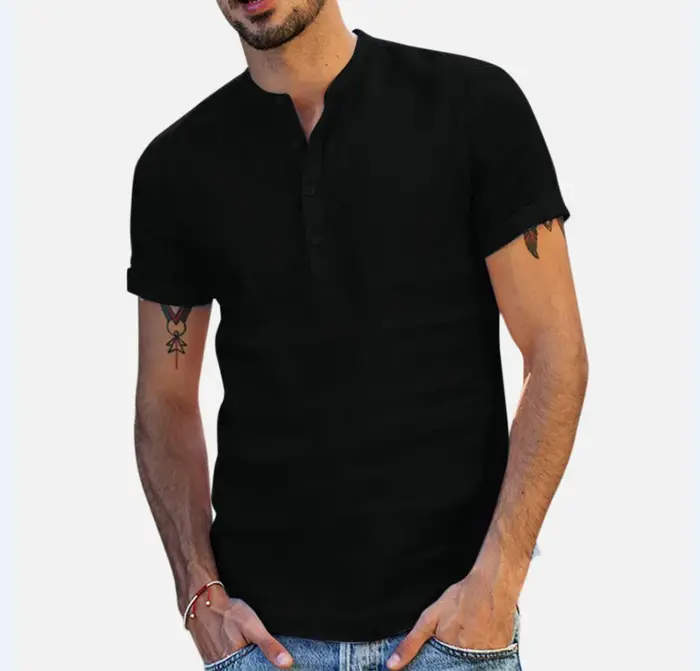 Chemise en coton et lin pour hommes
