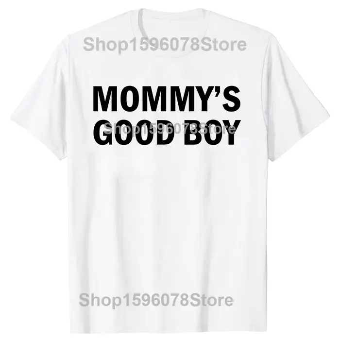 T-shirt avec citation amusante « Mommys Good Boy », design graphique Y2K, lettres artistiques, impre