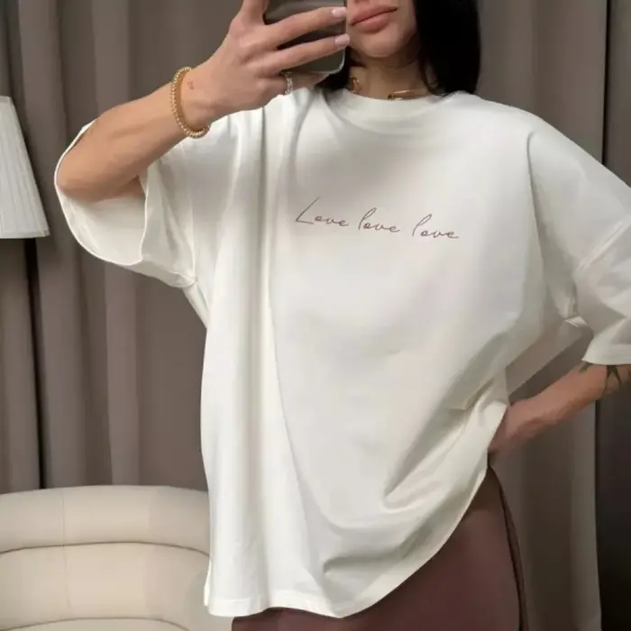 T-shirt ample pour femme à manches courtes