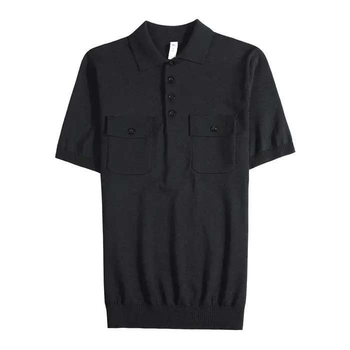Polo t-shirt homme été mode Double poches conception à manches courtes hommes Polos chemises coupe ajustée décontracté glace soie tricot pulls