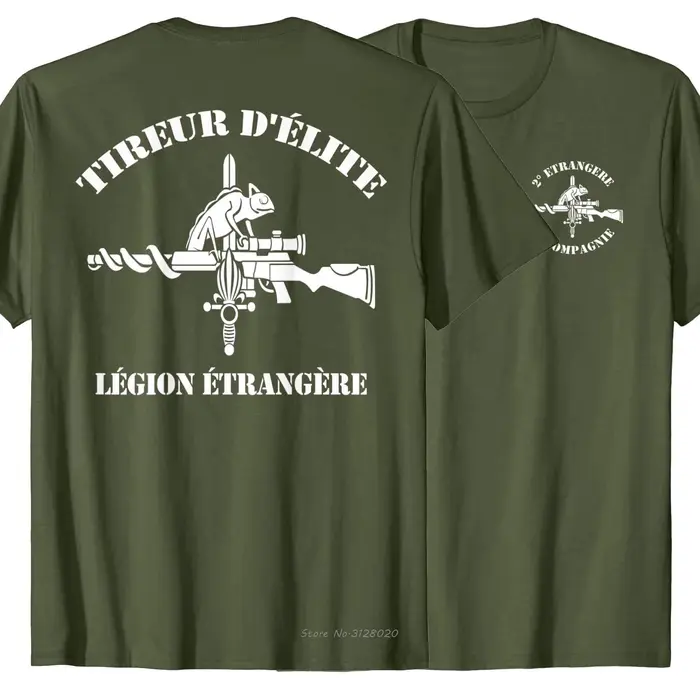 T-shirt de tireur des forces spéciales de la Légion étrangère française. Été coton à manches courtes col rond hommes