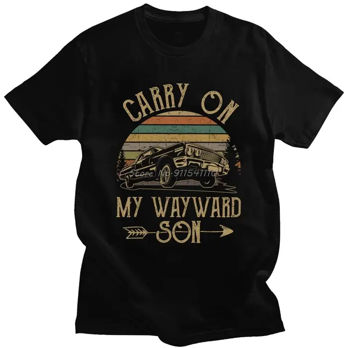 T-shirts surnaturels T-shirt vintage pour hommes Carry On My Wayward Son Dark Heather