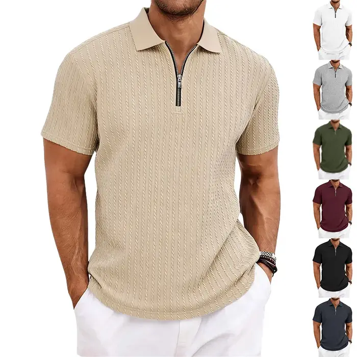 Polo à manches courtes avec col zippé