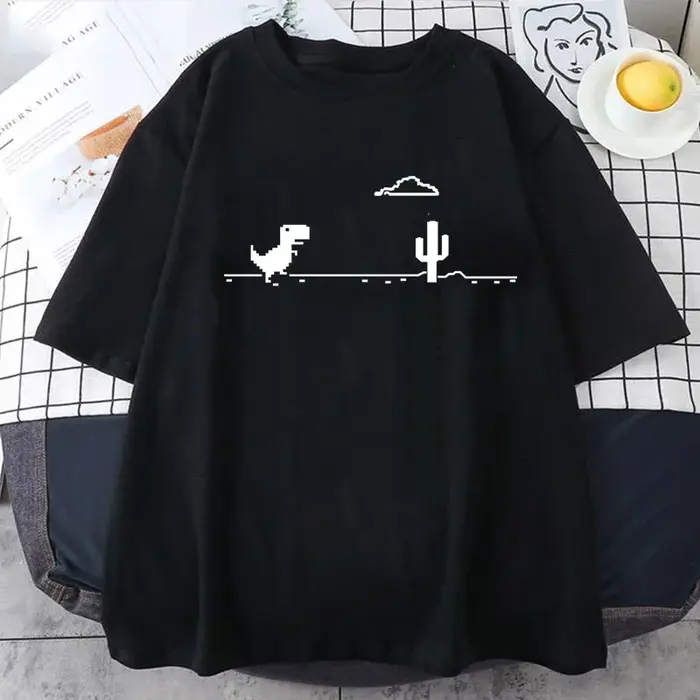 2025 T-shirts pour hommes imprimé dinosaure Cactus hauts drôles été coton T-shirt