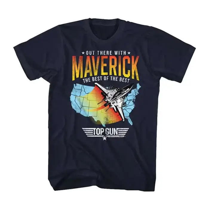 T-shirt unisexe en coton 100% avec graphiques du film Top Gun 40ème anniversaire