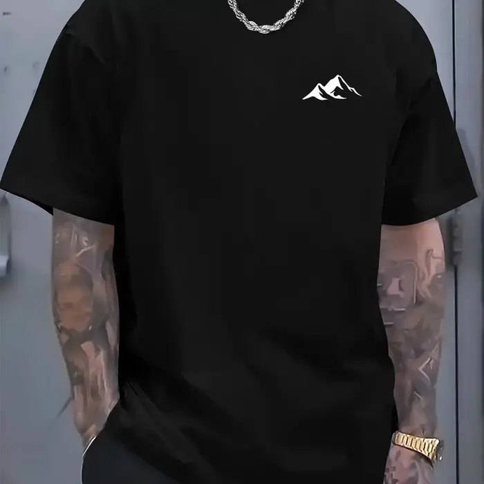 T-shirt d'été pour homme adulte 100% coton pur, style décontracté, coupe ample, imprimé paysage de m