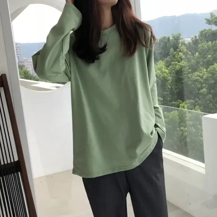 T-shirt à manches longues style Hong Kong pour femme