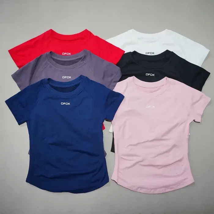 DFDK T-shirt élastique à manches courtes pour femme