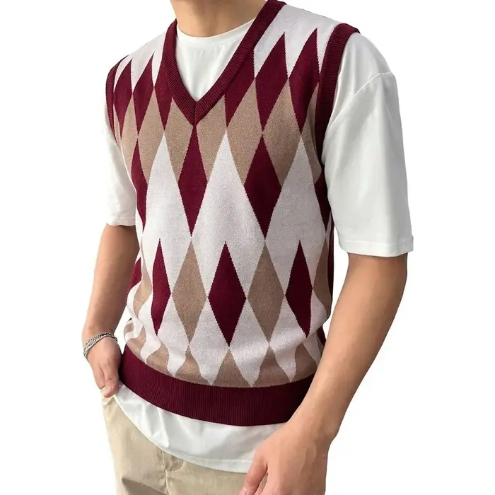 Gilet pull sans manches en tricot pour homme
