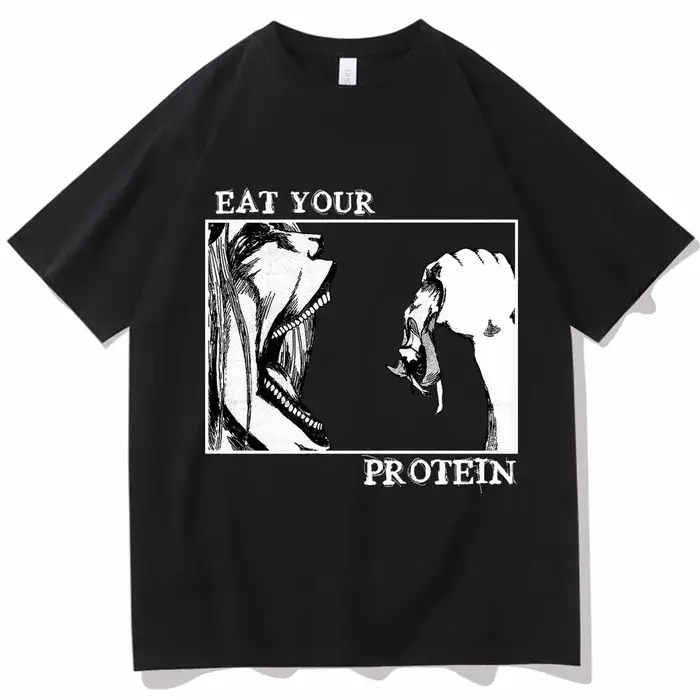 Attaque sur Titan T-Shirts manger votre protéine chemise homme femmes été décontracté col rond manch