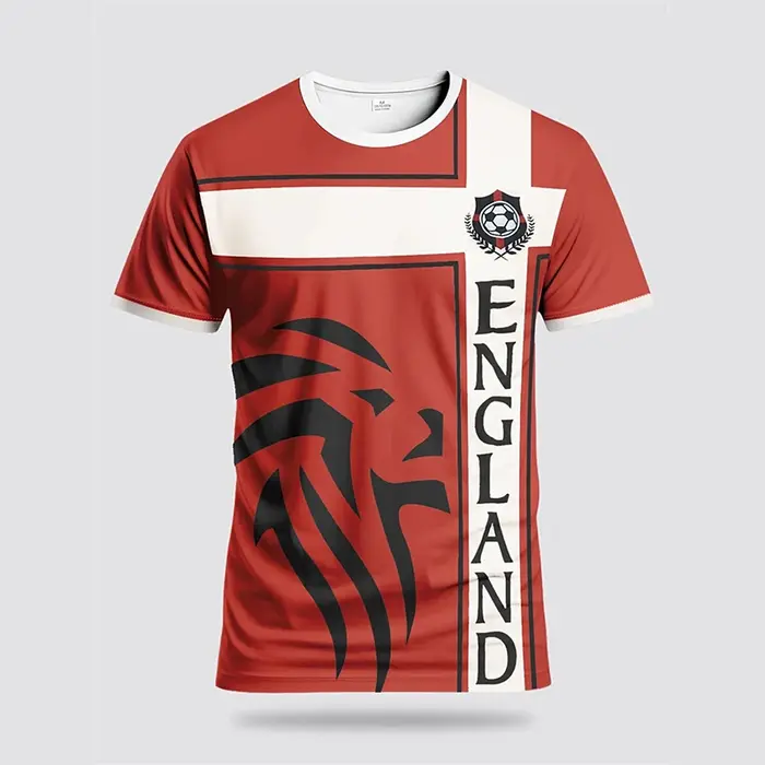 Été Angleterre Drapeau Hommes Football T-shirt 3D Impression Graphique Décontracté Sport Manches Courtes T-shirts En