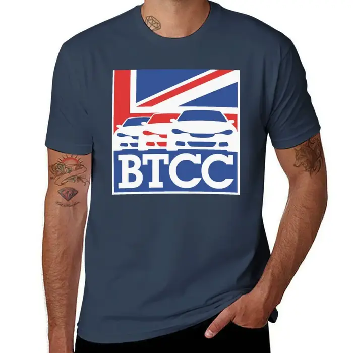 T-shirt à logo noir BTCC, haut en coton à manches courtes