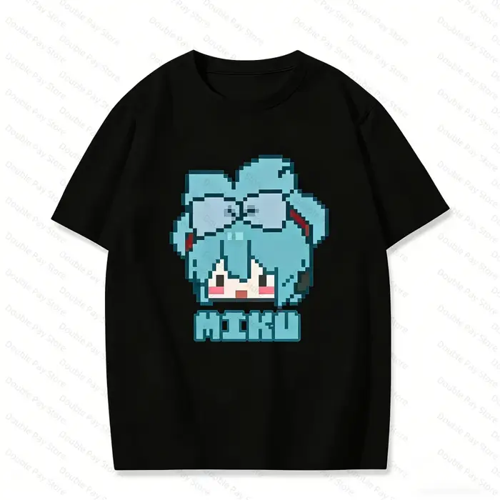 Hatsune miku Love Music T-Shirt à motif Anime pour hommes et femmes, décontracté, en coton, à manche