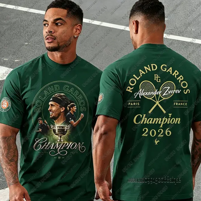 Nouveaux Maillots de Tennis Français 2026 pour Hommes - T-shirt Décontracté Sportif à Manches Courtes Alexander Zverev Champions - Haut pour Homme