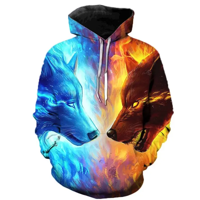 3D loup sweat à capuche pour homme