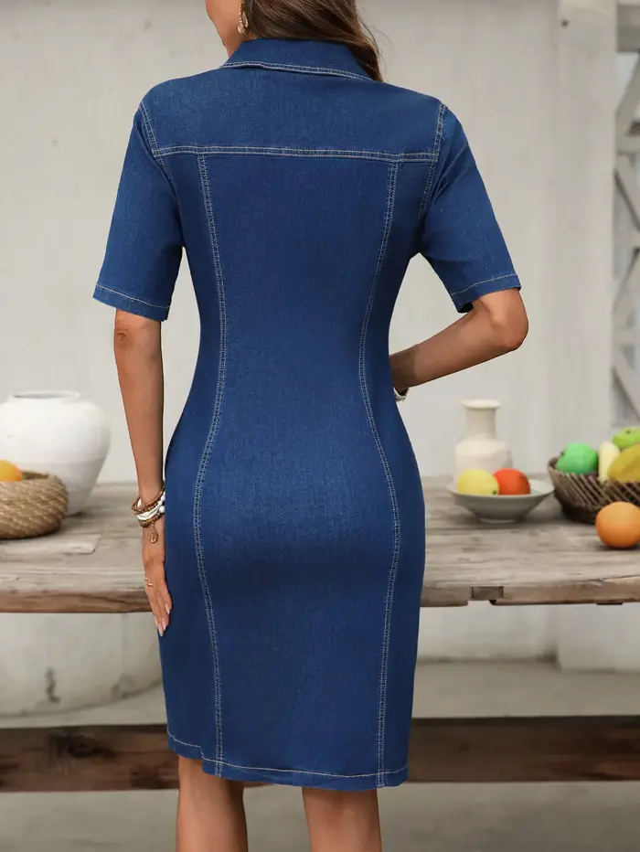 Robe chemise en jean pour femme