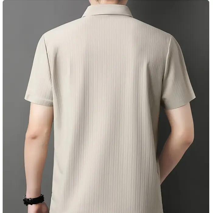 Polo de protection UV haut de gamme pour hommes – Conception texturée à rayures verticales
