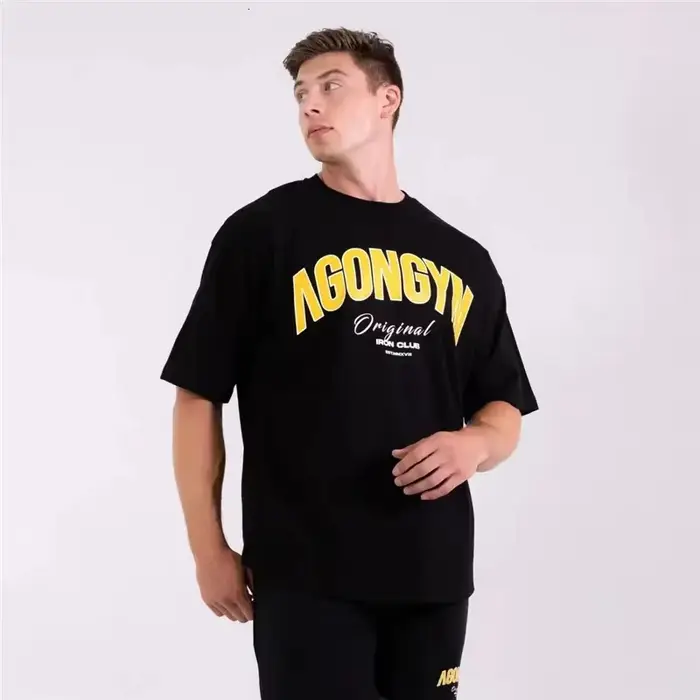 T-shirt streetwear pour homme, design graphique inspiré d'Agongym, col rond oversize