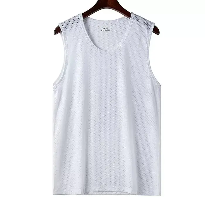 Débardeur Homme en Soie Glacée et Maille, Léger, Sportif, pour l'Été, T-shirt sans Manches, Décontra