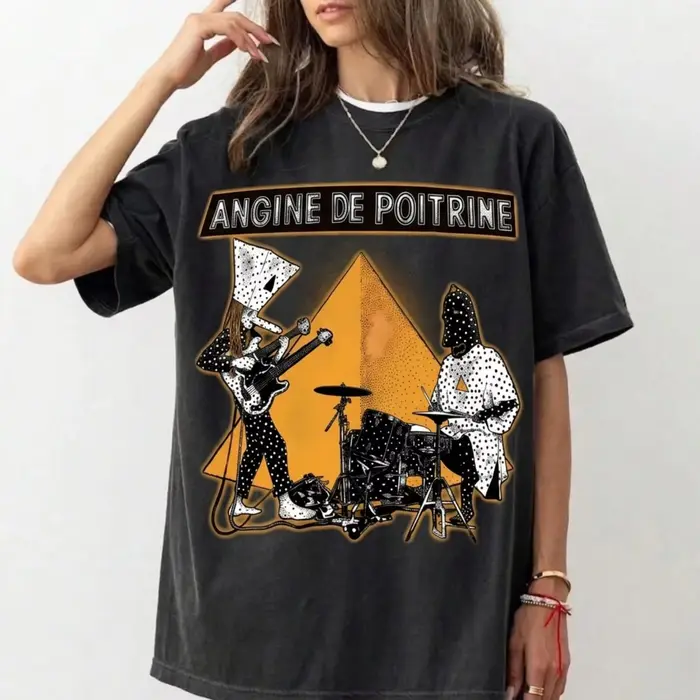T-shirt Angine de Poitrine Band Graphic 2026 100% Coton Unisexe Homme Femme Y2K Décontracté Populaire Streetwear Hauts