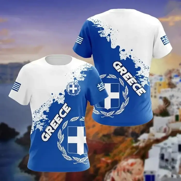T-shirt imprimé en 3D avec carte du drapeau de la Grèce pour hommes et femmes, t-shirts graphiques a