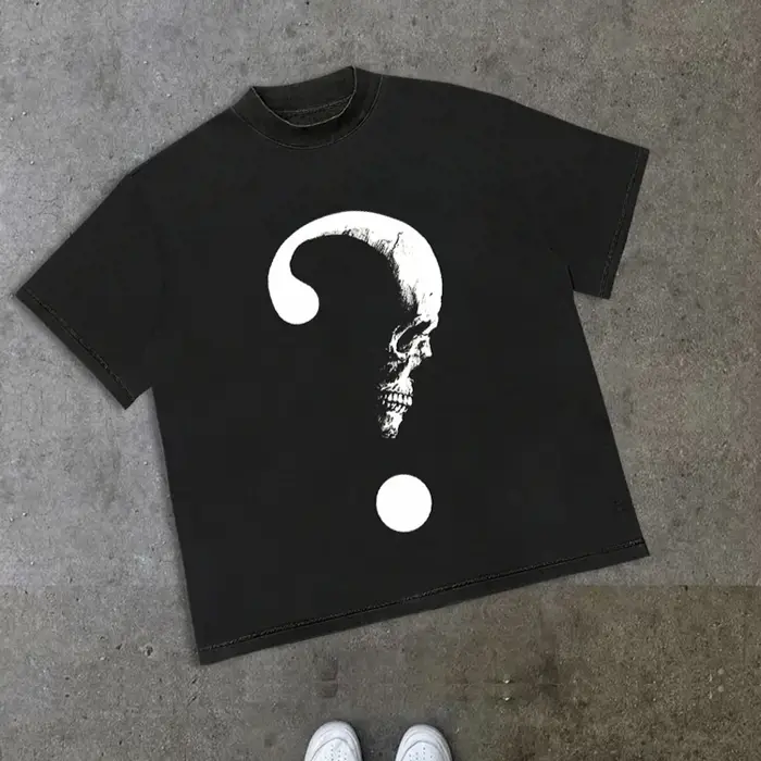 Vintage mille-pattes squelette graphique coton imprimé T-shirt hommes Y2K été manches courtes surdim