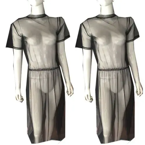 Sexy t-shirt maille robe transparente femmes Transparent couvrir haut t-shirt mode Transparent à man