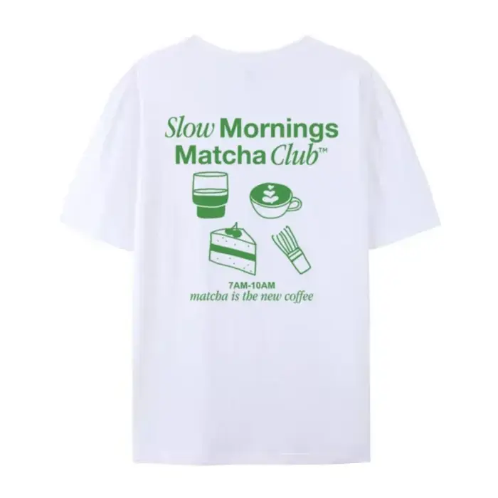 T-shirt imprimé Matcha Club au dos, motif gourmand tendance, coupe ample Y2K, streetwear unisexe, ha