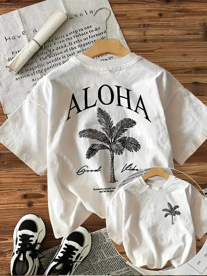 Aloha Good Vibes T-shirt imprimé graphique pour femme