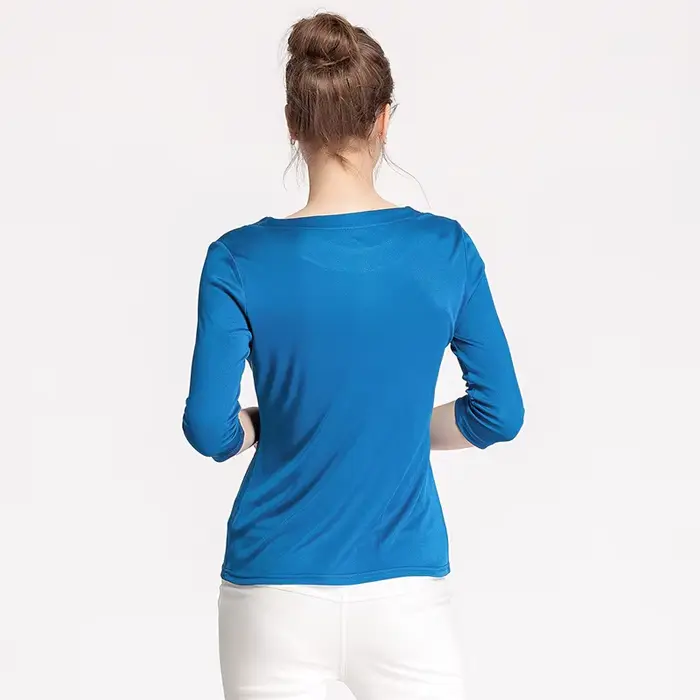 Birdtree soie mélange tricoté solide T-shirts, Slash cou lâche femmes décontracté basiques T-shirts,
