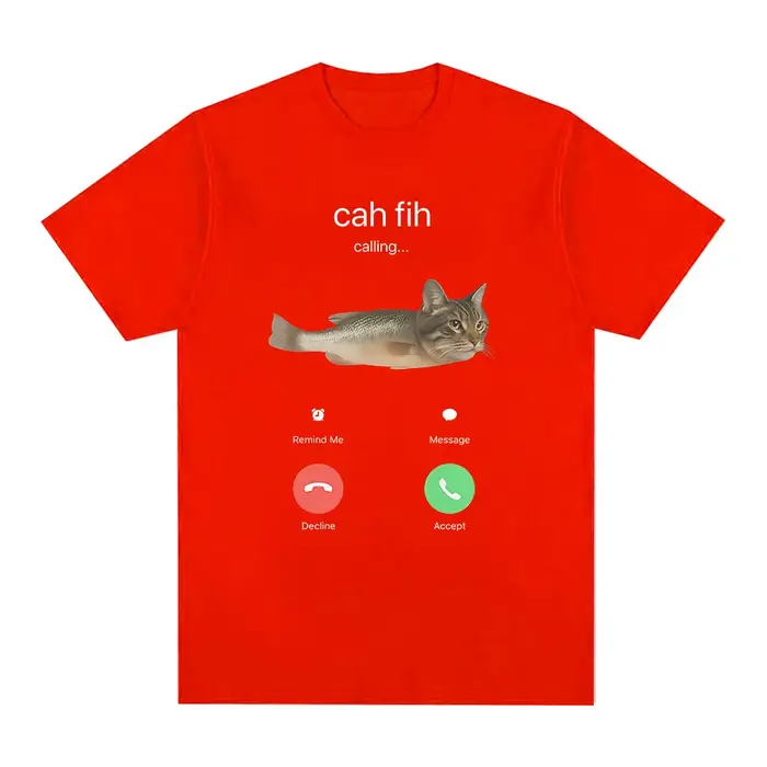 T-shirt humoristique Cah Fih Meme : Chat