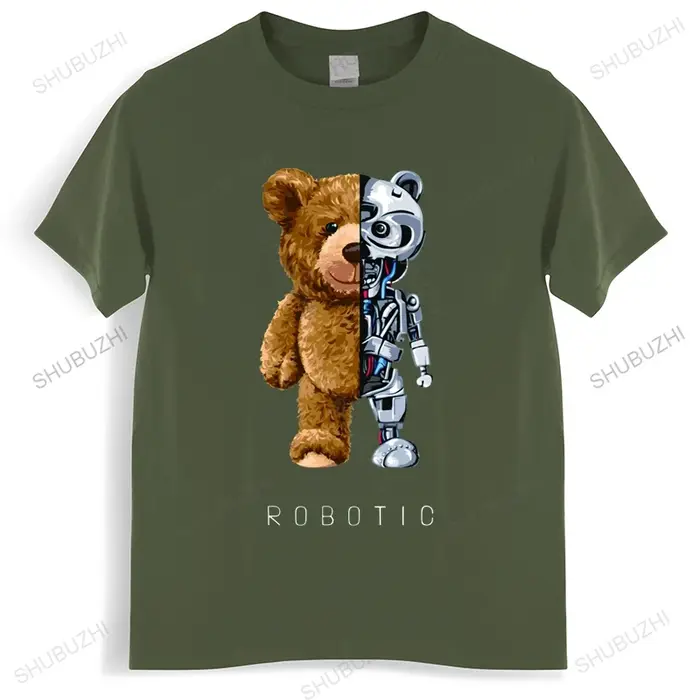 T-Shirt drôle ours en peluche Robot T-Shirt ours Robot chemise vêtements décontractés hommes mode vê