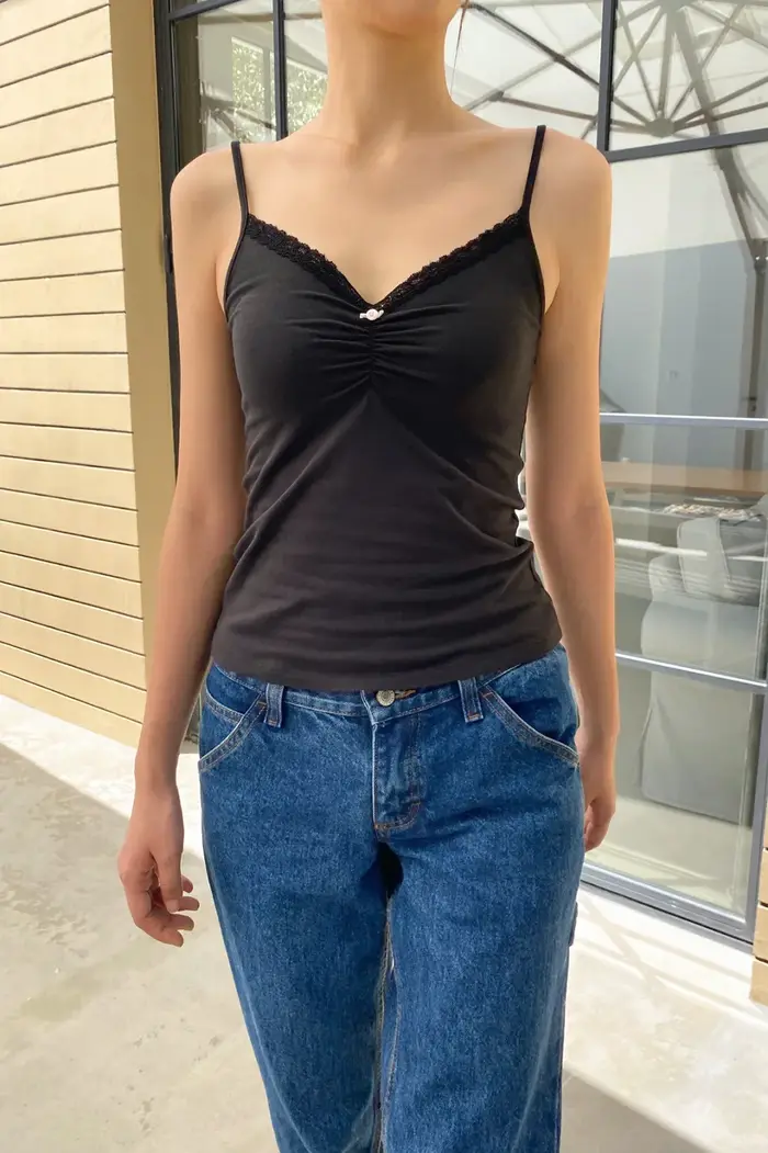 Camisole en patchwork rose avec plis précieux
