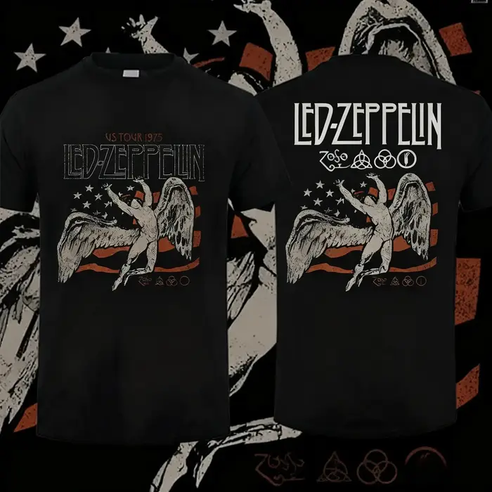 Vintage Rock Tops rétro groupe de Rock mène une tournée de la mère navire Led Zeppelin T-shirt avec 