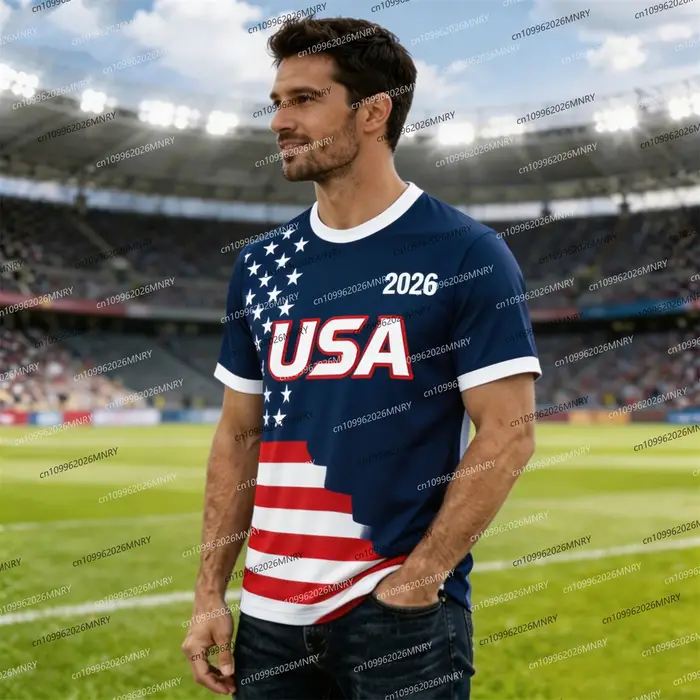 T-shirt d'homme avec emblème du drapeau américain 2026